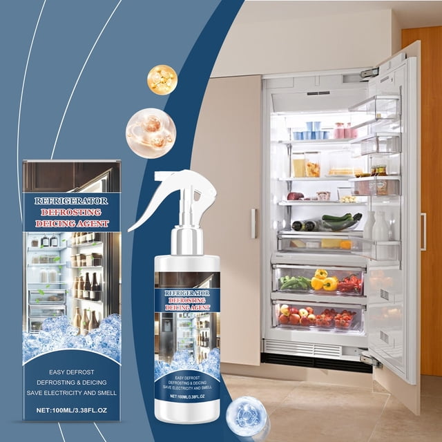 Aodebiao Refrigerator Defrosting Spray – 100ml Fast-Acting Anti-Icing Agent – Melts Frost in Minutes, Safe for Food Areas – No Scraping Needed for Freezers & Car Fridges