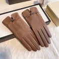 thumbnail image 3 of Glisme Winter Gloves Ladies' Solid Color Versatile Windproof And Thick Cold Gloves Coffee, 3 of 3