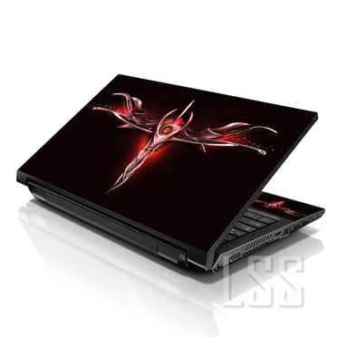 LSS 15 15.6 Inches Laptop Notebook Skin Sticker Decal Cover for Dell Lenovo Apple Acer Fits 13" to 16" with 2 Wrist Pads - Red Sign