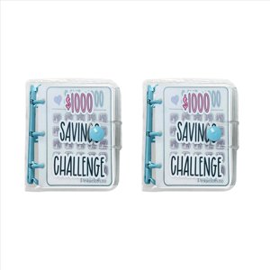 2X 1000 Défi de l'épargne Binder, Binder d'économie d'argent, Livre de défis de l ́épargne avec enveloppes, A,2 x 1000 Défi de l'épargne Binder(Pas d'argent en nature),Blue