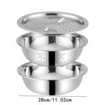 thumbnail image 1 of Suncoda Algaecide, Multifunctional Stainless Steel Basin - New Three Piece Set of Colander Filter, Salad Rotator, Fruit and Vegetable Rice Washing Filter, Basket Bowl, 1 of 6