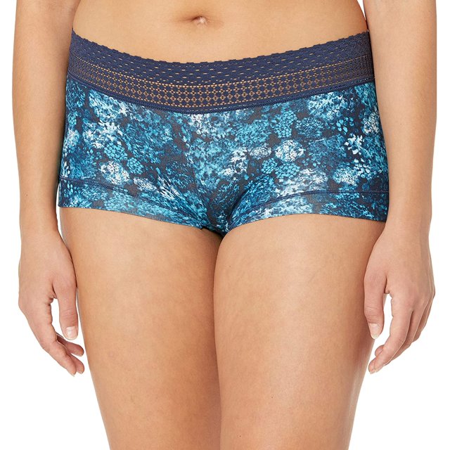 Maidenform Culottes Garçonnes de Rêve en Coton pour Femmes avec Dentelle, 7, Navy Romance Floral Navy