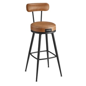VASAGLE EKHO Collection - Tabourets à barres Ensemble de 2, Tabourets de comptoir pivotants avec dos, Cuir synthétique avec pointure, Mid-Century Modern, 30-Inch Tall, Bar à la maison de cuisine, Caramel Brown