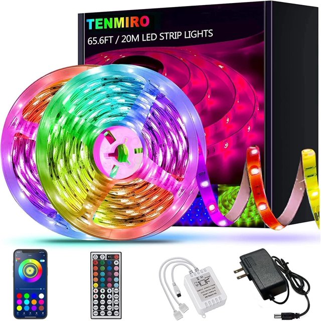 Lumières Led 100 Pieds (2 Rouleaux de 50 Pieds) Synchronisation Musicale Intelligente Changement de Couleur Bande Lumineuse Led - Télécommande App RGB Bande Lumineuse Led