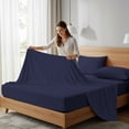 thumbnail image 4 of 100% Cotton Percale Single Flat Bedsheet Cool & Crisp Full Navy by Color Sense, 4 of 13