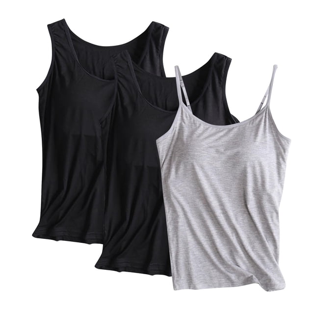 Uaswgudfs Ensemble de 3 Pcs pour Femmes Débardeur à Bretelles Réglables - Haut Sans Manches à Bretelles Fines avec Col Rond pour Tenue Décontractée et Entraînement Physique