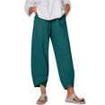 thumbnail image 1 of Innerwin Palazzo Pant High Waist Ladies Harem Pants Beach Solid Color Boho Trousers Army Green M, 1 of 3