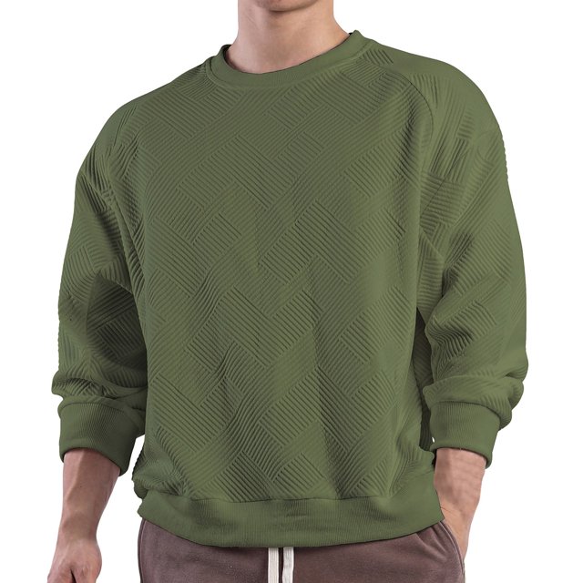 Yuyuzo Chandails en Molleton pour Hommes Manches Longues Col Rond Couleur Unie Ample Décontracté Confortable Pull Tops