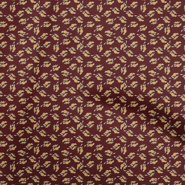 oneOone Cotton Flex Maroon Fabric Floral Craft Projects Decor Fabric Printed By The Yard 40 Inch Wide