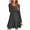 thumbnail image 1 of cfhntfmh Robe Chandail à Manches Longues pour Femmes Robe Mini en Tricot Doux à Manches Longues Décontractée d'Automne Col Rond Robe Moulante Côtelée, 1 of 6