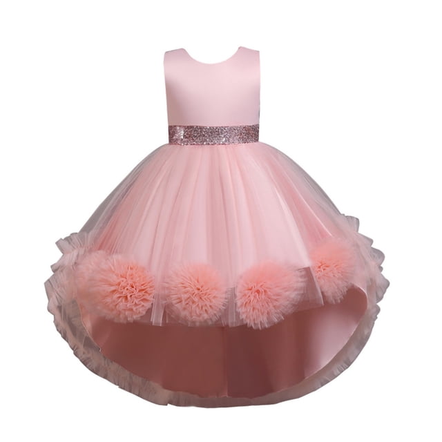 LUOGENLI Robe Enfants Tout-Petits Bébés Filles Printemps Été Imprimé à Volants Sans Manches Fête Princesse Robe Maxi Robe pour Filles Paquet 5-6 Ans