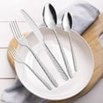 thumbnail image 1 of EGNMCR Kitchen Essentials Kitchen Gadgets Stainless Steel Twists Handle Cutlery Western Steak Knife Fork And Spoon Set Twisted Rope Embossed Floral Cutlery Spoon Stainless Steel Cutlery, 1 of 6