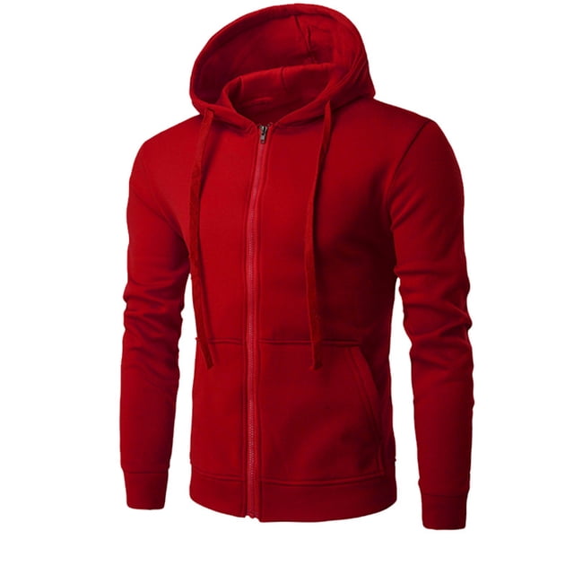 Penkiiy Chandails à Capuche Zippés Complets pour Hommes Course Athlétique Sport Chandail à Capuche Chandail en Molleton S Rouge