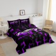thumbnail image 3 of Erosebridal Purple Racing Car Comforter Sets Twin Size, Neon Geometric Comforters & Duvets, Speed Sports Decor, Reversible 2pcs, 3 of 7