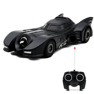 Vintage Batmobile Remote Control Sports Car Model - Four-Way Flexible Maneuvering RC Vehicle, Collectible Toy Replica with Exquisite Detailing (Batteries Not Included: Requires 3 AA for Car & 2 AA