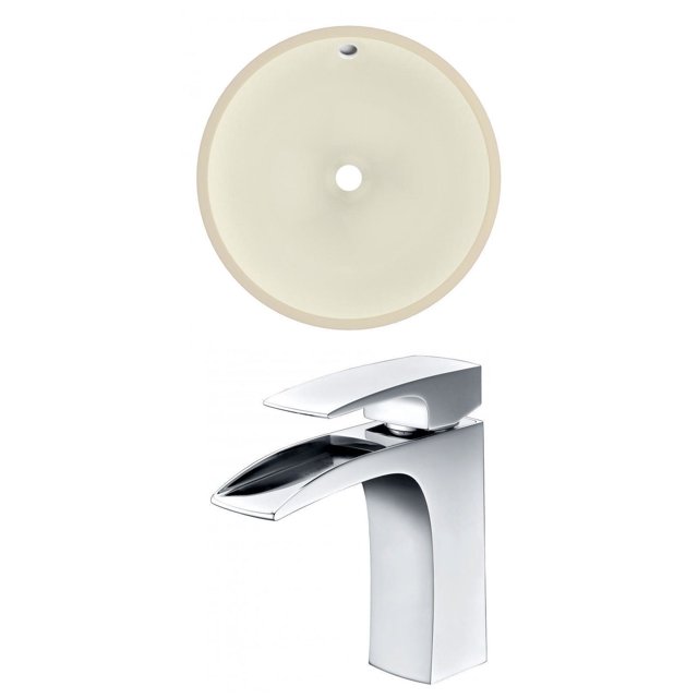 16-in. W Round Bathroom Undermount Sink Set In Biscuit - Chrome Hardware AI-22857