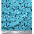 thumbnail image 1 of Soimoi Blue Modal Satin Fabric Artistic Floral Decor Fabric Printed Yard 42 Inch Wide, 1 of 3