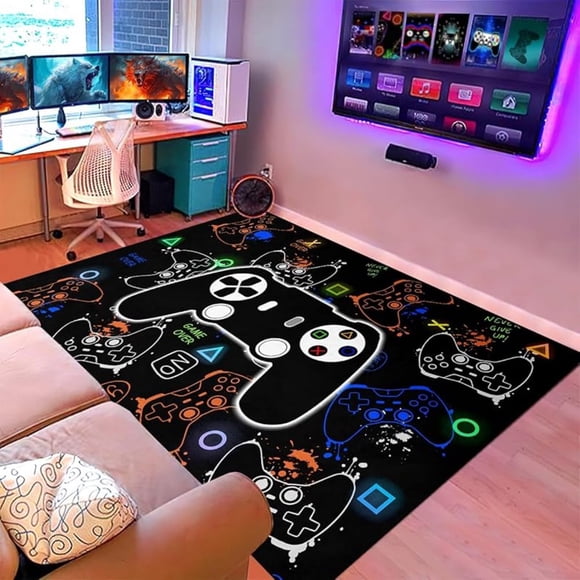 EIGTHTAIL Gaming Area Rugs for Boys Cool Game Style Bedroom Video Games Bedroom Carpet for Teens Game Controller Gamepad Home Decor Printed Large Area Rugs for Teen Boys Kids Game Room