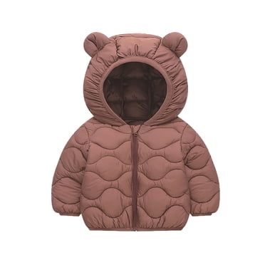 MIASHUI Winter Jackets Girls Boys Bear Ears Hooded Down Coat Thick Warm Outwear,Coffee,3-4 Years