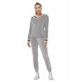 thumbnail image 2 of MintLimit Women Velvet Strip Tracksuit Street Sweatshirt Hoodies Solid Set Top+Pant Winter, 2 of 5