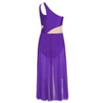 thumbnail image 4 of Moggemol Robe de Danse Ballet Lyrique pour Filles une Épaule Sans Manches Découpe Haute Basse Robe en Maille Fluide Danse Violette 16, 4 of 7
