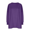 thumbnail image 4 of UVEASISHA Chandails Amples de Mode pour Femmes à Manches Longues à Col Rond, Chandails Amples Décontractés à Épaules Drapées, Hauts Confortables et Doux, Tenues d'Automne 2025, Soldes Vêtements Aujourd'hui, Violet, P, 4 of 6