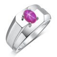 thumbnail image 4 of RYLOS Men's Rings Sterling Silver Ring Classic Solitaire 7X5MM Oval Shape Gemstone Designer Band Star Ruby July Birthstone Rings For Men Size 9, 4 of 5