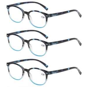 MODFANS Lunettes de lecture élégantes rondes 3 Paire avec des lunettes de mode pour la lecture pour les hommes et les femmes +1.50