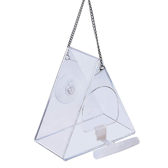 Baohd Mangeoire pour Animaux Triangulaire avec Ventouse, Récipient Alimentaire en Acrylique Transparent