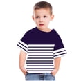 thumbnail image 4 of Zwiiyzr T-Shirt Rayé 2025 pour Enfants Col Rond Manches Courtes pour Garçons Filles Violet-9-10 Ans, 4 of 6