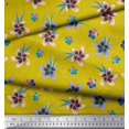 thumbnail image 3 of Soimoi Yellow Silk Fabric Leaves & Flower Floral Decor Fabric Printed Yard 42 Inch Wide, 3 of 3