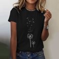 thumbnail image 2 of T-shirts à Motif Imprimé Pissenlit pour Femmes en Spandex à Col Rond à Manches Courtes T-Shirts pour Femmes T-Shirt Haut, 2 of 4