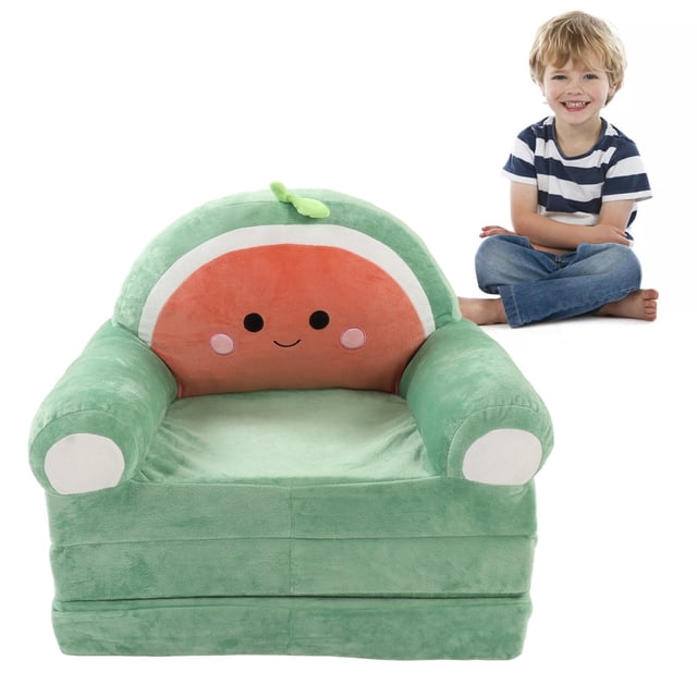 2 In 1 Kids Sofa Fold Out, Wide Armrest And Zipper Design, Soft Plush Material, Cartoon Foldable Kids Sofa for Reading, Relaxing, Playing or Sleeping