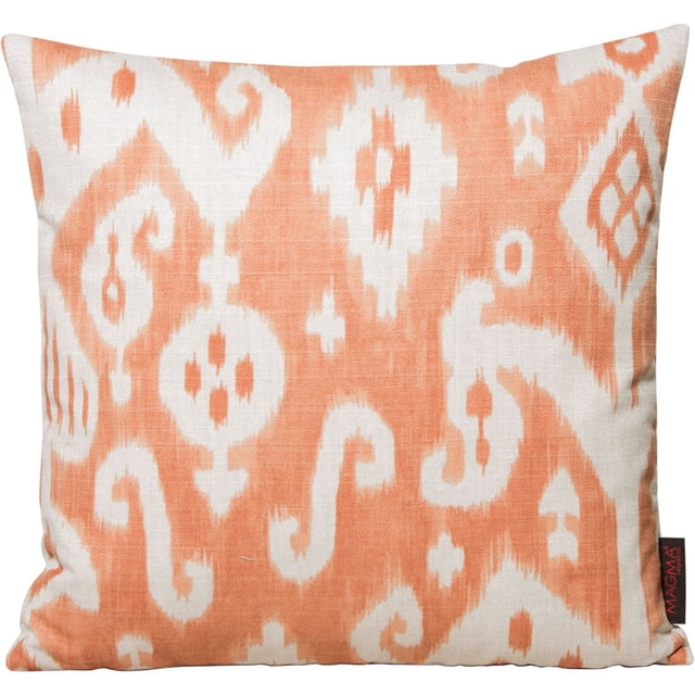 Gouchee Coussin KELIM au Design avec Motif KELIM Traditionnel orange et Blanc sur Tissu Poly-Coton, Prérempli de Fibre de polyester, 20 par 20 Pouces, Idéal pour des Coussins Décoratifs et la Déco de la Maison, Souvent Utilisé pour Ajouter du Confort et du style.