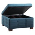 thumbnail image 1 of Detour Strap Square Storage Ottoman in Azure Blue Fabric, 1 of 7