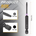 thumbnail image 2 of Uxcell 5pcs TT8 Torx Impact Screwdriver Bit 1/4" Hex Shank 3" Long Magnetic with Hole, 2 of 7