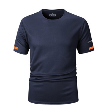Pisexur T Shirts for Man,Men's Solid Color Short Sleeved Outdoor Running Sports Breathable Short Sleeve Dark Blue,3XL Golf Shirts Men & Mens Shirts