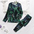 thumbnail image 2 of REDHOTYPE Nouveaux Pyjamas pour Femmes Manches Longues Florales Pyjamas Amples Doux Col Rond Grande Taille Pyjamas Décontractés Vêtements de Maison pour Femmes, 2 of 5