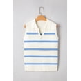 thumbnail image 4 of I AM A FASHION JUNKY Sky Blue Stripe Split V Neck Collared Ribbed Sweater Vest (SkyBlueStripe, L, 70%Viscose+30%Polyamide), 4 of 8