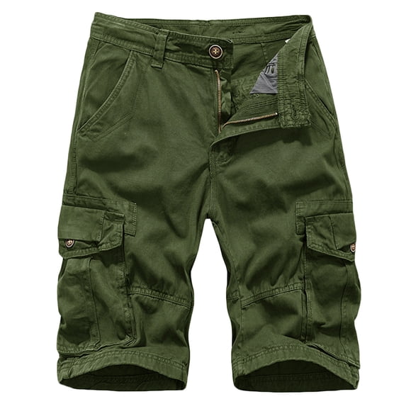 LOVZFMLL Men's Size S Sports And Multi-Pockets Relaxed Summer Beach Shorts Pants Army Green L