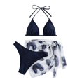 thumbnail image 3 of MKLEKYY Maillot de Bain Femme 3 Pcs Texturé Taille Haute Bikini Triangle avec Paréo, 3 of 3