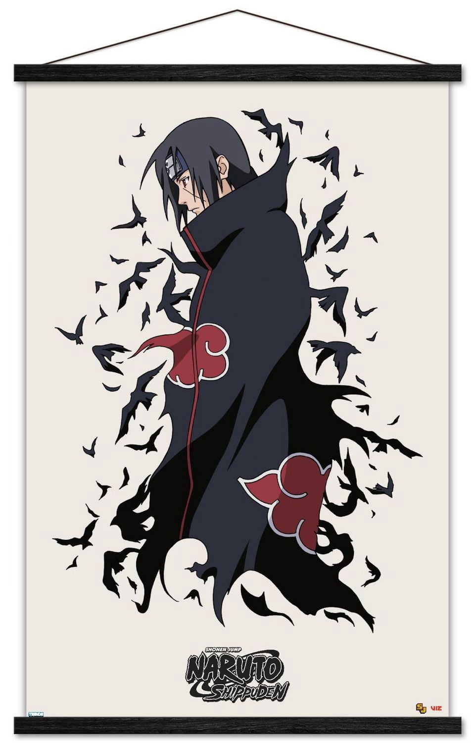 Naruto Shippuden – Itachi 22,375" x 34" Affiche Murale avec Cadre Magnétique en Bois de Hêtre, par Trends International