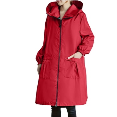 Npasoilc Coats for Women Women's Rainproof Jacket Waterproof And Breathable Long Size With Hood Hiking Raincoat Ordinary Warm Windbreaker