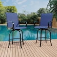 thumbnail image 1 of YUSAZENS Tabourets de Bar Pivotants d'Extérieur en 2 Pcs - Chaises de Terrasse Hauteur avec Rotation à 360°, Cadre Résistant à la Rouille, Idéal pour Jardin et Terrasse Bleu, 1 of 6