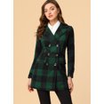 thumbnail image 2 of INSPIRE CHIC Women's Notched Lapel Double Breasted Plaids Overcoat, 2 of 7