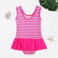 thumbnail image 4 of Hiiyo Little Girls Striped Bow Ruffle One-Piece Swimsuit Kids Swimwear Bathing Suit, 4 of 5