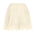 thumbnail image 4 of Miqool Womens Lace Mini Skirt Low Rise Pleated Ruffle Half Slip Skirt Layered Flowy Short Skirt Streetwear, 4 of 7