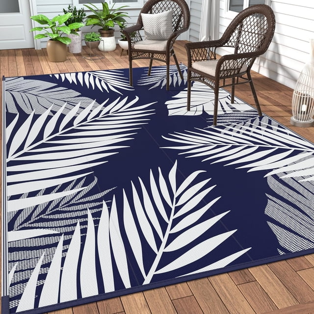 Outdoor Rug for Patios Reversible Outdoor Plastic Straw Camping Rug Carpet Large Area Rugs Mats for RV Camper Deck Balcony Porch Backyard Beach Picnic. Leaf