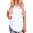 thumbnail image 4 of MAWCLOS Ladies Tee Solid Color T Shirt V Neck Tops Casual Holiday Short Sleeve Tunic Blouse White 3XL, 4 of 6