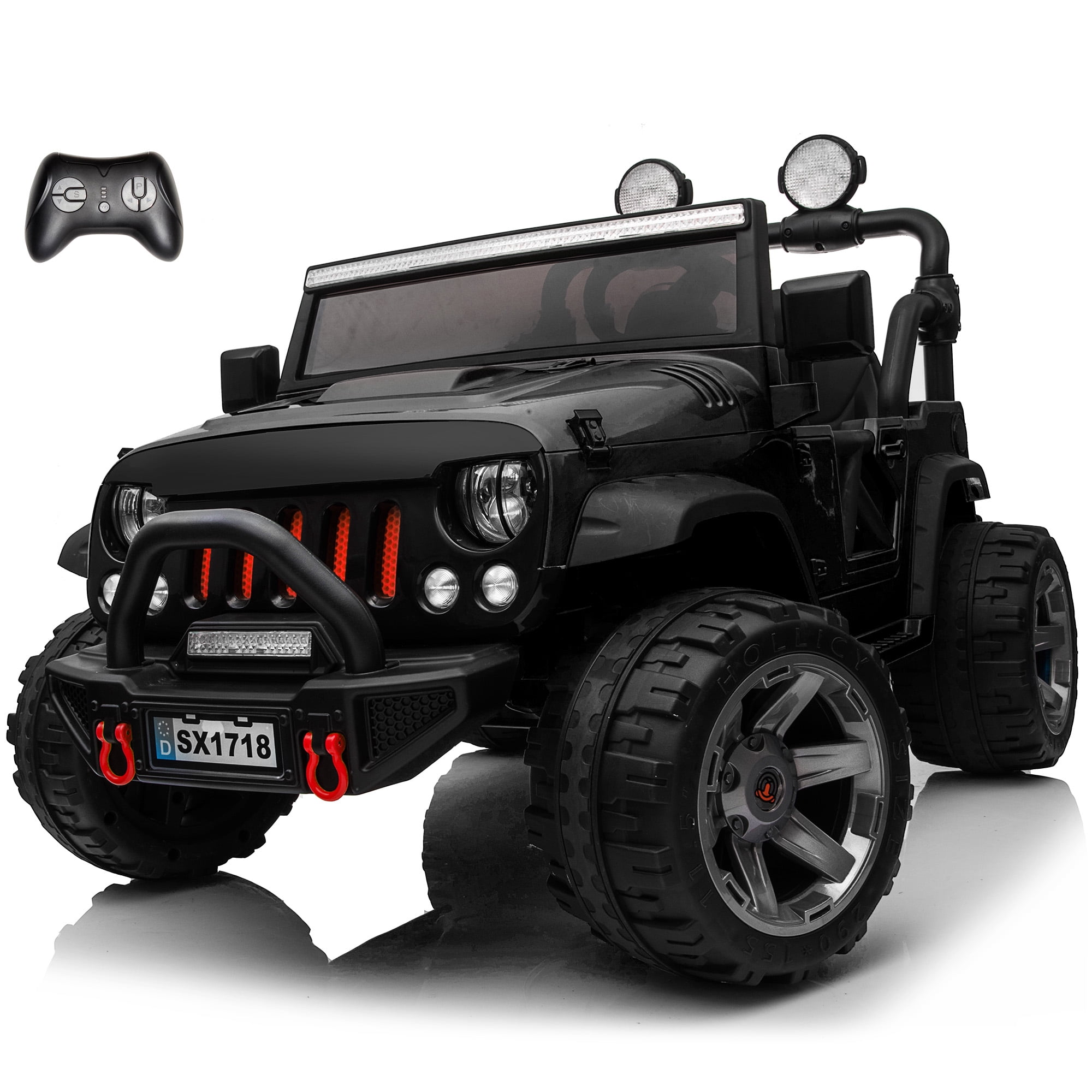 VOLTZ TOYS Jeep Wrangler Style 24V 2-Seater Kids Ride-On Car Truck, Classic Motorized Off-Road Toy Vehicle with Parent Remote Control, All-Terrain Wheels, Black